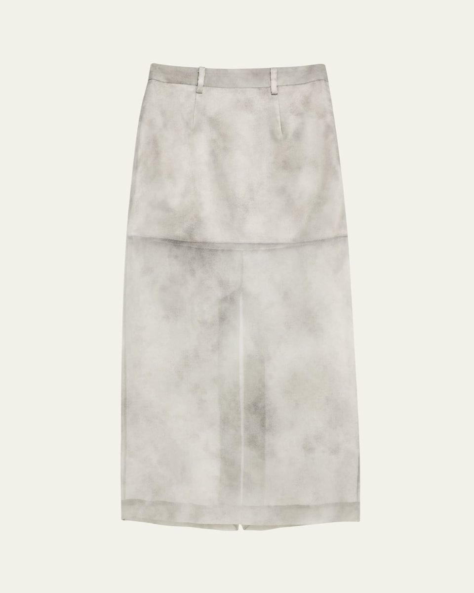 Fog Print Silk Organza Midi Skirt